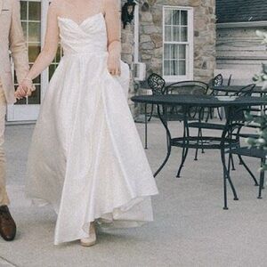 Luxe Redux Strapless Ivory White Wedding Dress with Bustle